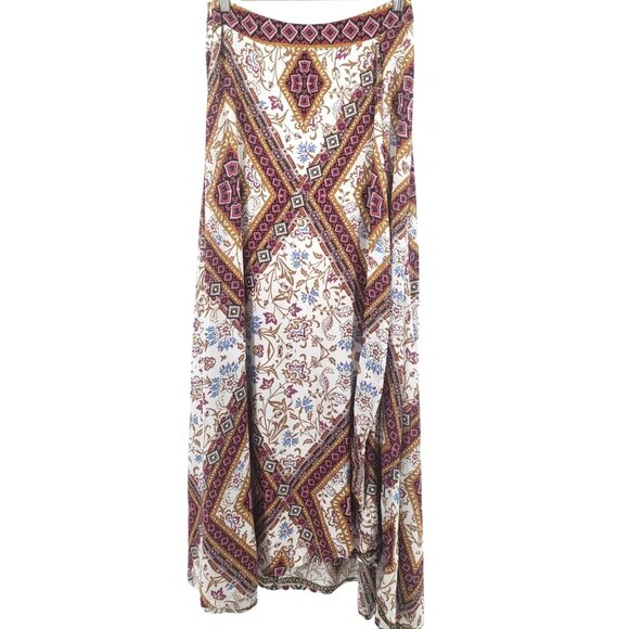 Graphic Print High Split Skirt Bohemian Maxi Small New - Picture 2 of 8